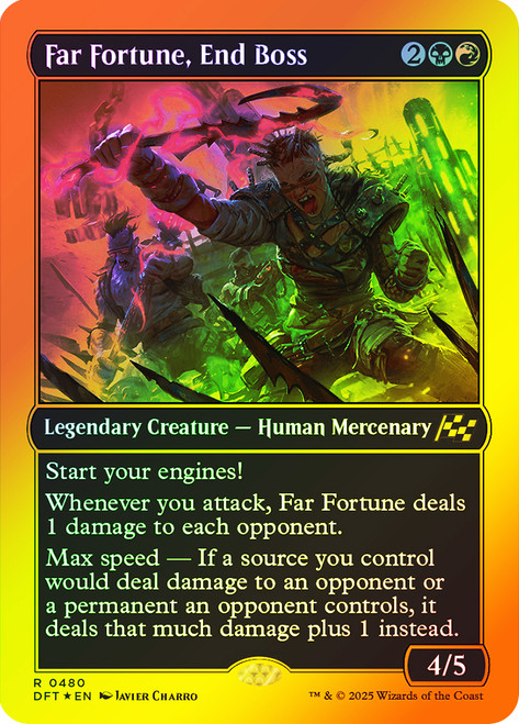 Far Fortune, End Boss (First Place Foil)\nAetherdrift - Alternate Foil\nSingle\nMagic The Gathering