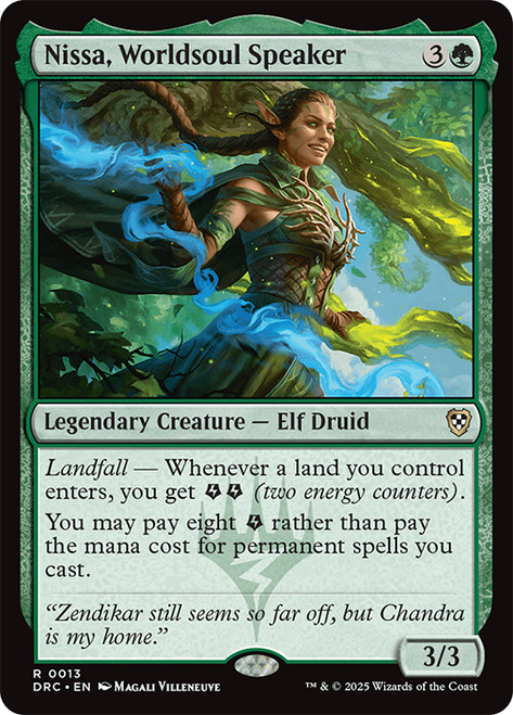Nissa, Worldsoul Speaker\nAetherdrift Commander\nSingle\nMagic The Gathering