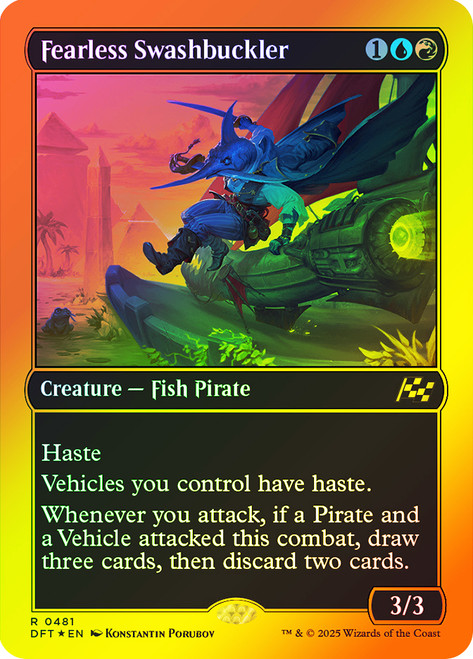 Fearless Swashbuckler (First Place Foil)\nAetherdrift - Alternate Foil\nSingle\nMagic The Gathering