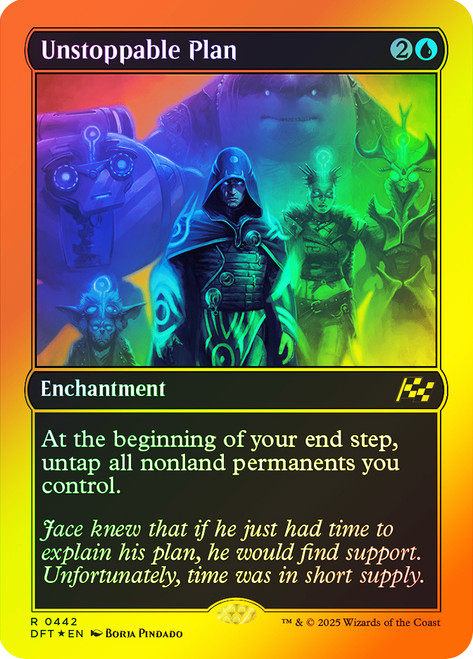 Unstoppable Plan (First Place Foil)\nAetherdrift - Alternate Foil\nSingle\nMagic The Gathering