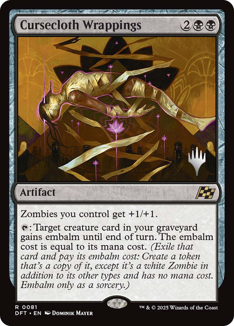 Cursecloth Wrappings (Promo Pack) (Aetherdrift)\nPromo: Planeswalker Stamped\nSingle\nMagic The Gathering