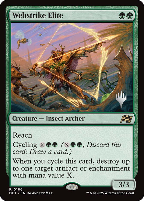 Webstrike Elite (Promo Pack) (Aetherdrift)\nPromo: Planeswalker Stamped\nSingle\nMagic The Gathering