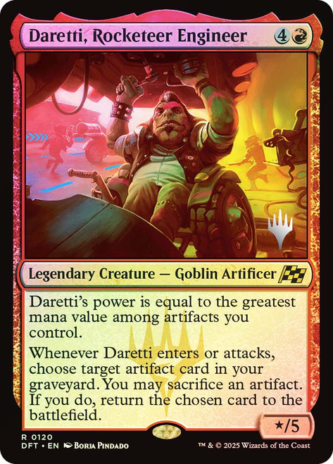 Daretti, Rocketeer Engineer (Promo Pack) (Aetherdrift)\nPromo: Planeswalker Stamped\nSingle\nMagic The Gathering