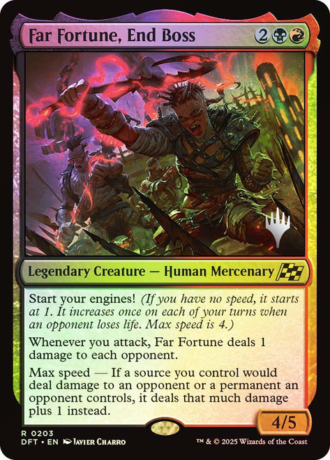 Far Fortune, End Boss (Promo Pack) (Aetherdrift)\nPromo: Planeswalker Stamped\nSingle\nMagic The Gathering