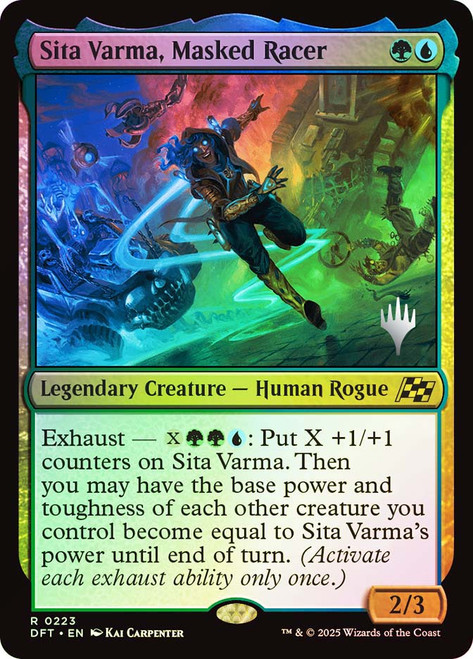 Sita Varma, Masked Racer (Promo Pack) (Aetherdrift)\nPromo: Planeswalker Stamped\nSingle\nMagic The Gathering