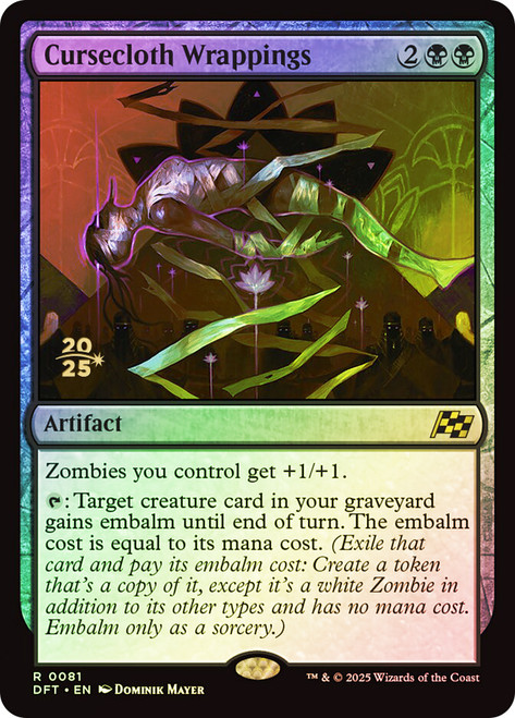 Cursecloth Wrappings (Prerelease) (Aetherdrift)\nPromo: Date Stamped\nSingle\nMagic The Gathering