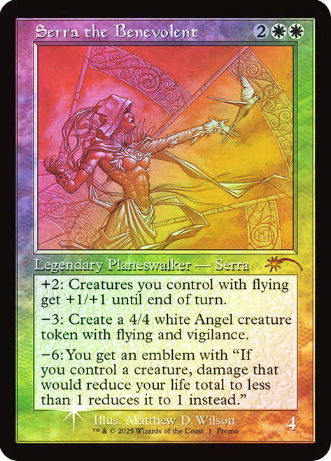 Serra the Benevolent (Festival) (Retro Frame)\nPromo: General\nSingle\nMagic The Gathering