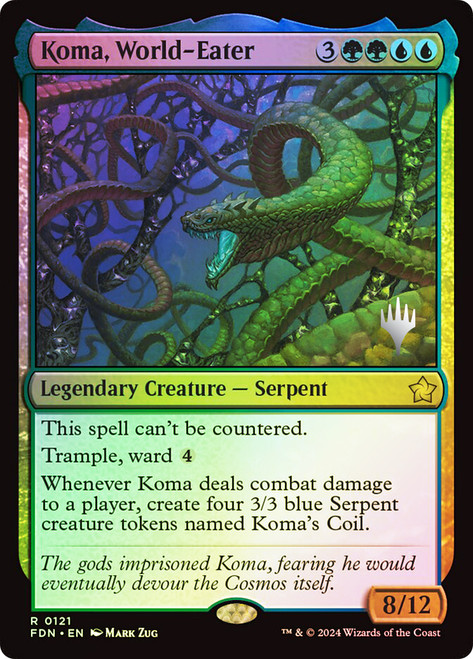 Koma, World-Eater (Promo Pack) (Foundations)\nPromo: Planeswalker Stamped\nSingle\nMagic The Gathering