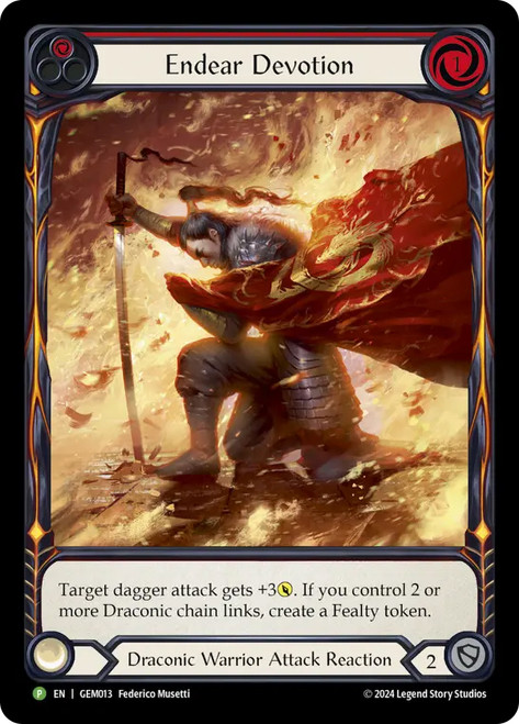 Endear Devotion (GEM Pack) (Extended Art)
Promotional Cards
Single
Flesh and Blood