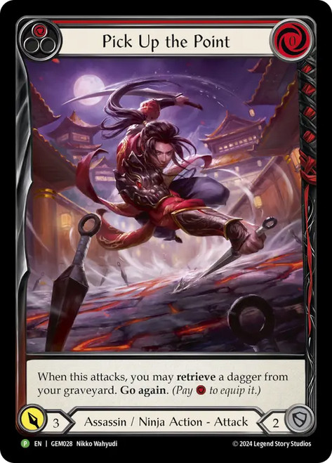 Pick Up the Point (Red) (GEM Pack) (Extended Art)
Promotional Cards
Single
Flesh and Blood