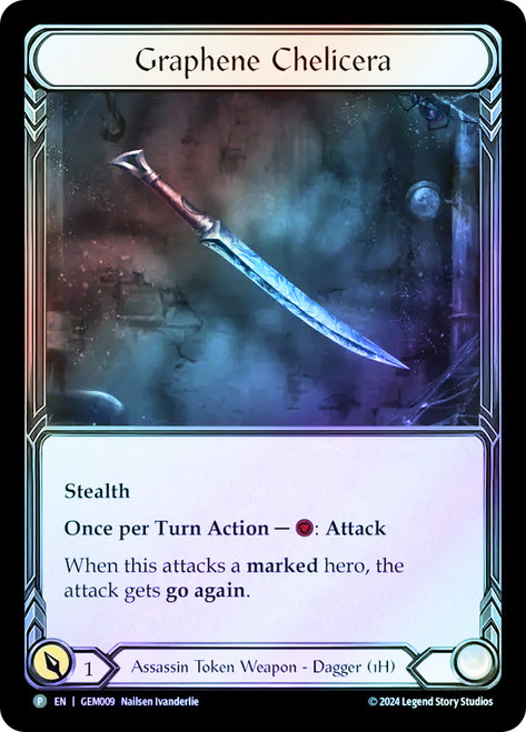 Graphene Chelicera (GEM Pack) (#009)
Promotional Cards
Single
Flesh and Blood