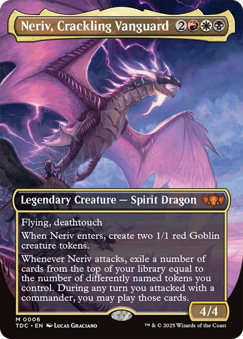 Neriv, Crackling Vanguard (Borderless)\nTarkir: Dragonstorm Commander - Variants\nSingle\nMagic The Gathering