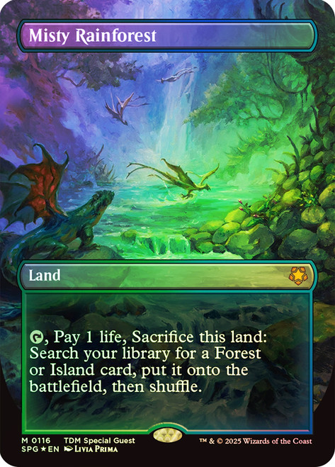 Misty Rainforest (Borderless) (Dragonscale Foil)\nSpecial Guests - Alternate Foil\nSingle\nMagic The Gathering