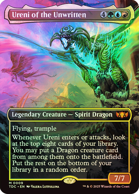 Ureni of the Unwritten (Borderless)\nTarkir: Dragonstorm Commander - Variants\nSingle\nMagic The Gathering
