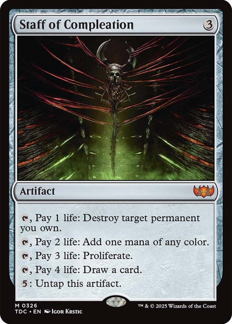 Staff of Compleation\nTarkir: Dragonstorm Commander\nSingle\nMagic The Gathering