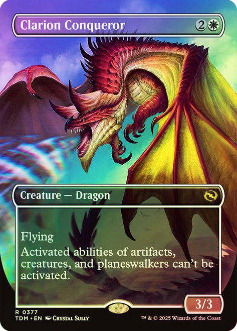 Clarion Conqueror (Reversible) (Borderless)\nTarkir: Dragonstorm - Variants\nSingle\nMagic The Gathering