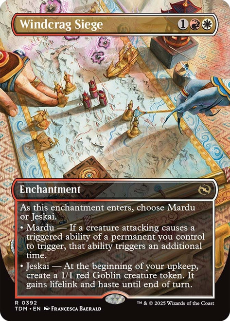 Windcrag Siege (Borderless)\nTarkir: Dragonstorm - Variants\nSingle\nMagic The Gathering