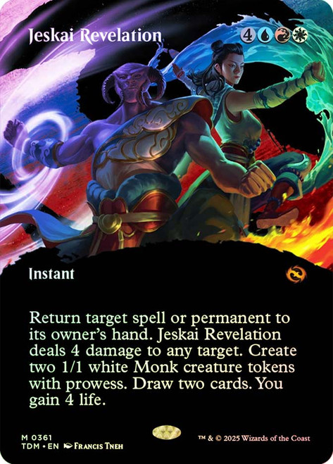 Jeskai Revelation (Borderless)\nTarkir: Dragonstorm - Variants\nSingle\nMagic The Gathering