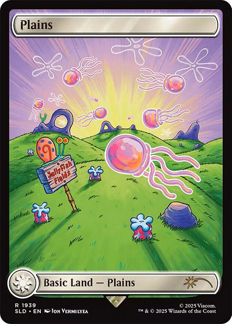 Plains (SpongeBob) (Secret Lair) (#1939) (Full Art)\nPromo: General\nSingle\nMagic The Gathering