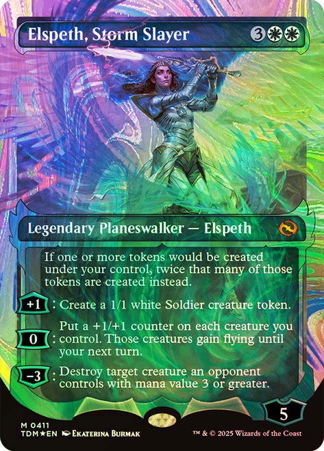 Elspeth, Storm Slayer (Showcase) (Halo Foil)\nTarkir: Dragonstorm - Alternate Foil Variants\nSingle\nMagic The Gathering