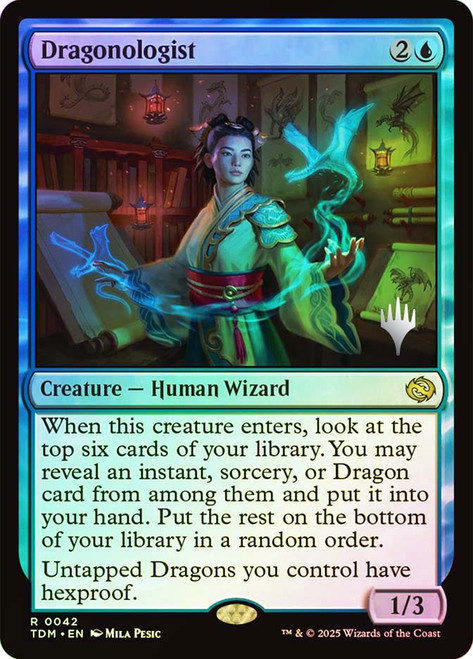 Dragonologist (Promo Pack) (Tarkir: Dragonstorm)\nPromo: Planeswalker Stamped\nSingle\nMagic The Gathering
