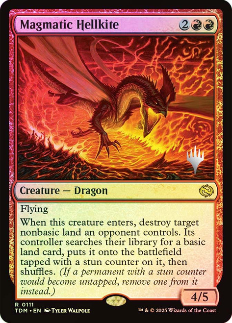 Magmatic Hellkite (Promo Pack) (Tarkir: Dragonstorm)\nPromo: Planeswalker Stamped\nSingle\nMagic The Gathering