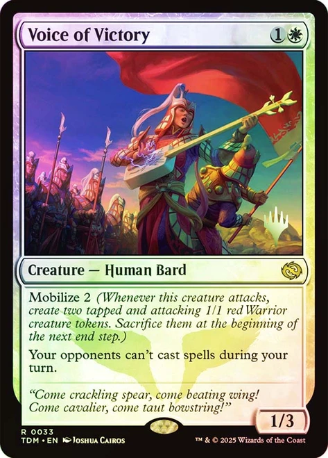 Voice of Victory (Promo Pack) (Tarkir: Dragonstorm)\nPromo: Planeswalker Stamped\nSingle\nMagic The Gathering