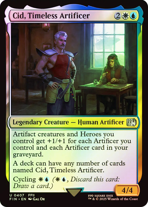 Cid, Timeless Artificer (#407)\nFINAL FANTASY\nSingle\nMagic The Gathering