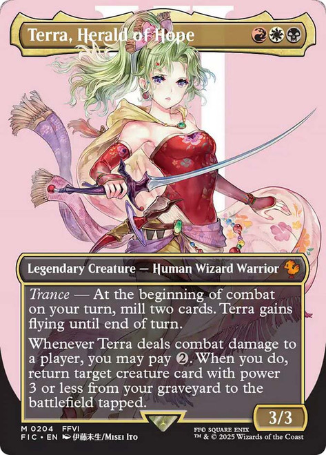 Terra, Herald of Hope (#204) (Borderless)\nFINAL FANTASY Commander - Variants\nSingle\nMagic The Gathering