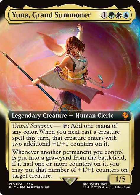 Yuna, Grand Summoner (#192) (Extended Art)\nFINAL FANTASY Commander - Variants\nSingle\nMagic The Gathering