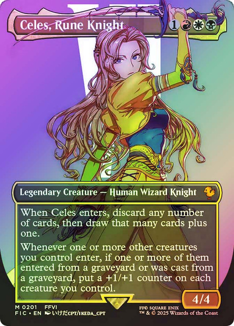 Celes, Rune Knight (#201) (Borderless)\nFINAL FANTASY Commander - Variants\nSingle\nMagic The Gathering