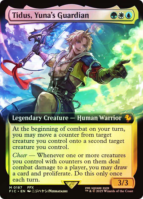 Tidus, Yuna's Guardian (#187) (Extended Art)\nFINAL FANTASY Commander - Variants\nSingle\nMagic The Gathering