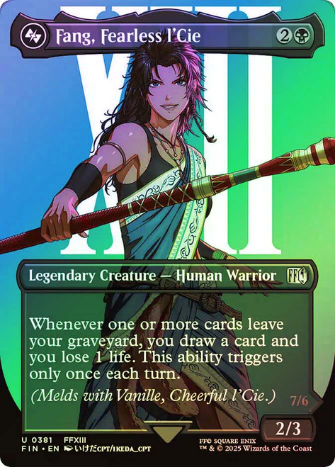 Fang, Fearless l'Cie // Ragnarok, Divine Deliverance (#381) (Bottom) (Borderless)\nFINAL FANTASY - Variants\nSingle\nMagic The Gathering