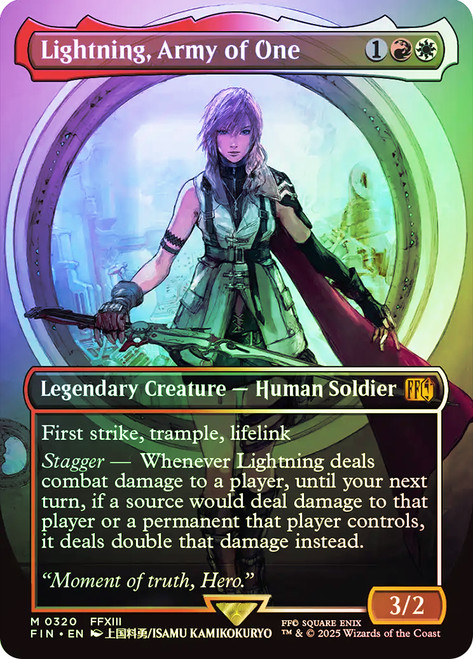 MTG Lightning，Army of One 英語　拡張foil FF13 Lightning, Army of One · Final Fantasy (FIN) #320 · Scryfall