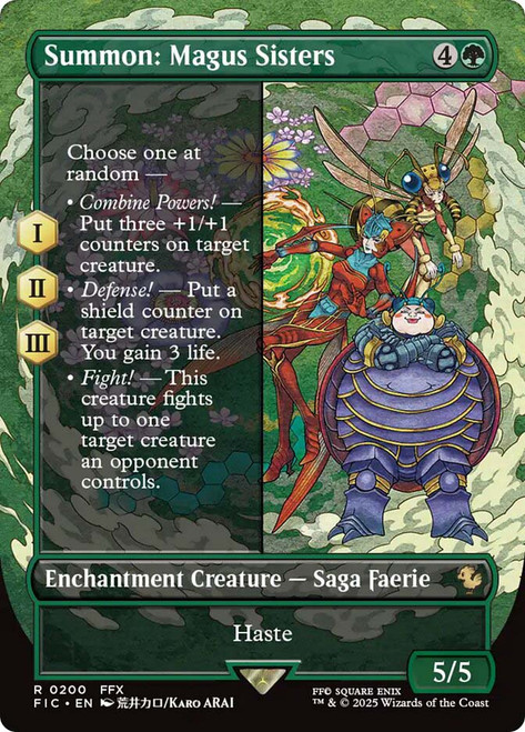Summon: Magus Sisters (Borderless)\nFINAL FANTASY Commander - Variants\nSingle\nMagic The Gathering