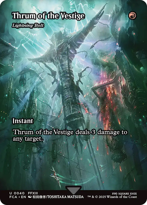 Lightning Bolt (Thrum of the Vestige) (Borderless)\nFINAL FANTASY Through the Ages\nSingle\nMagic The Gathering