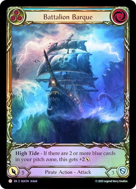 Battalion Barque (Blue) (Extended Art)
Treasure Pack
Single
Flesh and Blood
