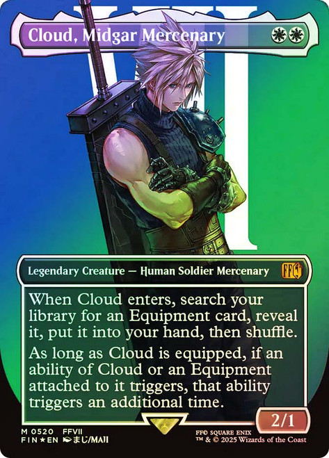 Cloud, Midgar Mercenary (Borderless) (Surge Foil)\nFINAL FANTASY - Alternate Foil Variants\nSingle\nMagic The Gathering
