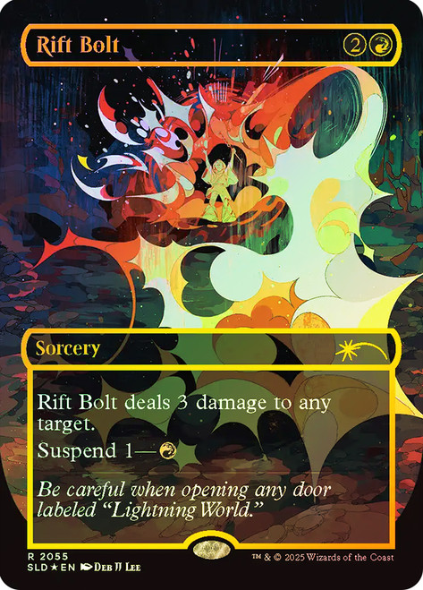 Rift Bolt (Secret Lair) (#2055) (Borderless) (Raised Foil)\nPromo: General - Alternate Foil\nSingle\nMagic The Gathering