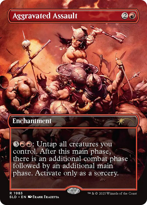 Aggravated Assault (Secret Lair) (#1983) (Borderless)\nPromo: General\nSingle\nMagic The Gathering