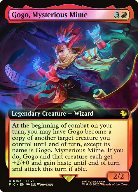 Gogo, Mysterious Mime (Extended Art)\nFINAL FANTASY Commander - Variants\nSingle\nMagic The Gathering