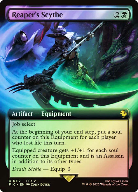 Reaper's Scythe (Extended Art)\nFINAL FANTASY Commander - Variants\nSingle\nMagic The Gathering