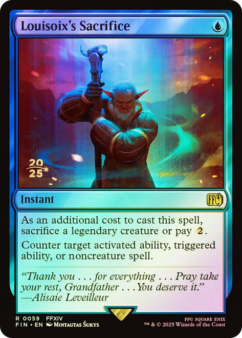Louisoix's Sacrifice (Prerelease) (FINAL FANTASY)\nPromo: Date Stamped\nSingle\nMagic The Gathering