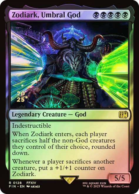 Zodiark, Umbral God (Prerelease) (FINAL FANTASY)\nPromo: Date Stamped\nSingle\nMagic The Gathering