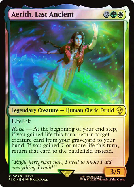 Aerith, Last Ancient (Surge Foil)\nFINAL FANTASY Commander - Alternate Foil\nSingle\nMagic The Gathering