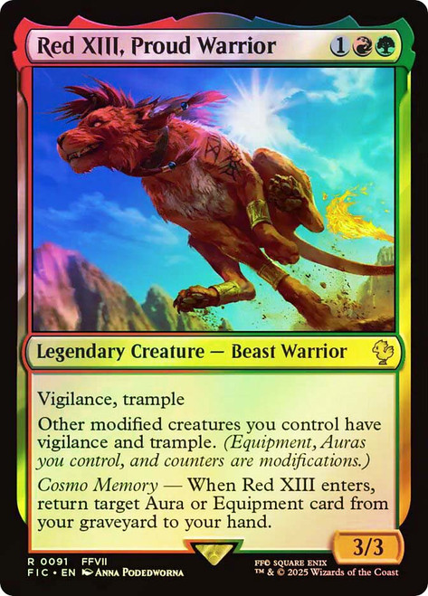 Red XIII, Proud Warrior (Surge Foil)\nFINAL FANTASY Commander - Alternate Foil\nSingle\nMagic The Gathering
