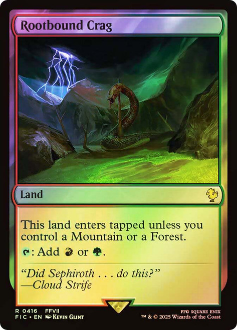 Rootbound Crag (Surge Foil)\nFINAL FANTASY Commander - Alternate Foil\nSingle\nMagic The Gathering