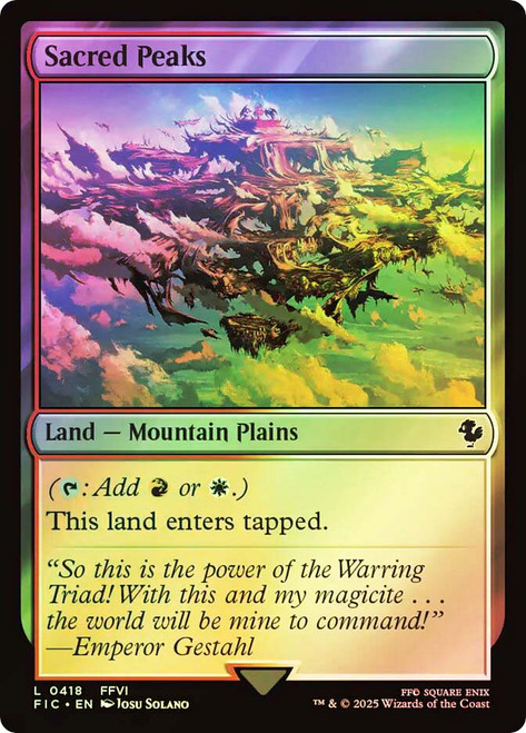 Sacred Peaks (Surge Foil)\nFINAL FANTASY Commander - Alternate Foil\nSingle\nMagic The Gathering