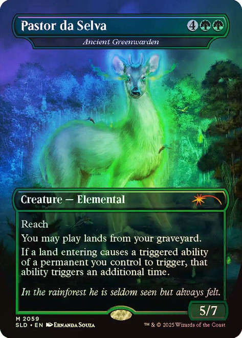Ancient Greenwarden (Pastor da Selva) (Secret Lair) (#2059) (Borderless)\nPromo: General\nSingle\nMagic The Gathering