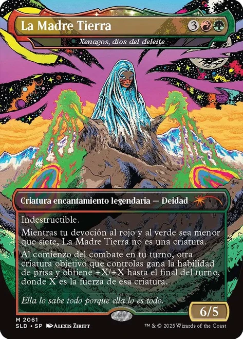 Xenagos, God of Revels (La Madre Tierra) (Secret Lair) (#2061) (Borderless)\nPromo: General - Spanish\nSingle\nMagic The Gathering